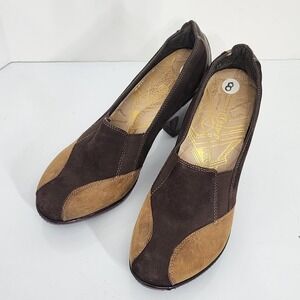 565 J-41 Brown Suede" Blossom " Shoes‎ /Heels  2 Tone Brown/ Beige size 8M